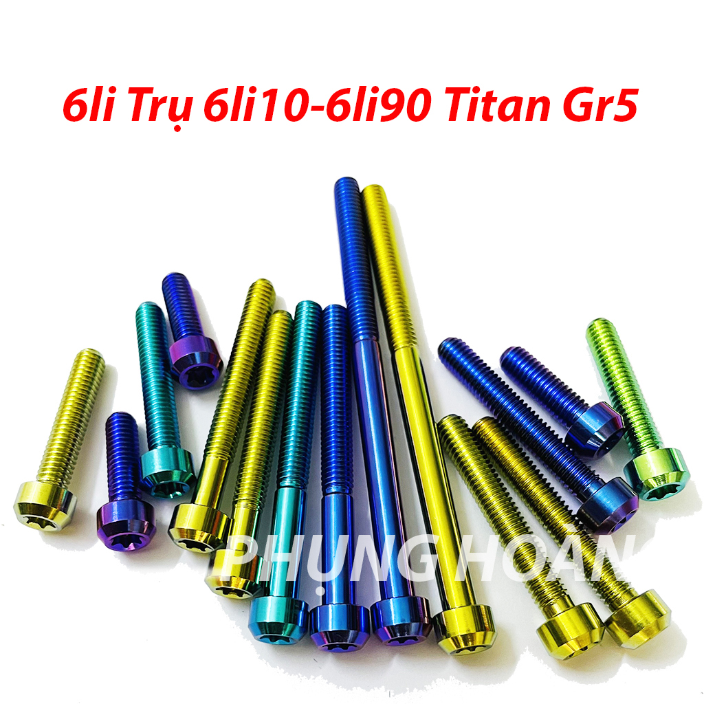 Ốc Titan 6li10 6li15 6li20 6li25 6li30 6li35 6li40 6li50 6li60 6li65 6li70 6li80 6li90 Đầu Trụ Gắng Vị Trí Cùng Kích Thước-PHS