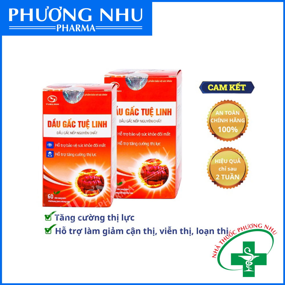 Dầu gấc Tuệ Linh [Chính hãng] - Giảm nhức mỏi mắt, tăng cường thị lực, giảm cận thị, loạn thị - Hộp 60 viên