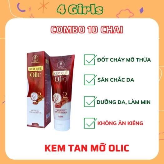 Combo 10 chai Kem tan mỡ bụng, Gel tan mỡ bụng Quế Olic - 4 Girls