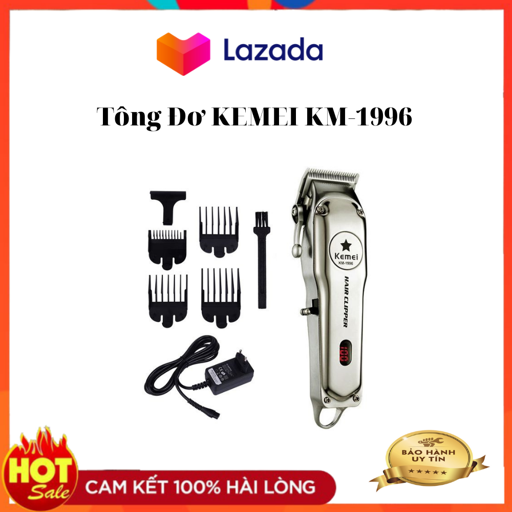 Tông Đơ Cắt Tóc Chuyên Nghiệp KEMEI KM-1996 Có Màn Hình LED Hiển Thị- Pin 2000mAh, Lưỡi Sắc, Chất Liệu Cao Cấp Không Gỉ, An Toàn, Tạo Kiểu Đẹp,( BH 12 Tháng )
