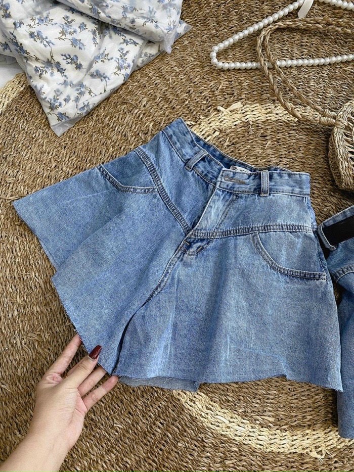 (HCM) Quần short jeans nữ ống váy lưng cao thời trang cực xinh