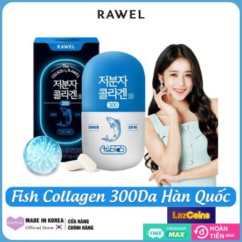 Lọ 60 Viên Fish Collagen Peptide 300Da RAWEL KOREA - Trẻ hóa da, Cấp nước, Chống lão hóa, Giảm nhăn & Thâm nám Hàn Quốc (Uống 2 tháng)