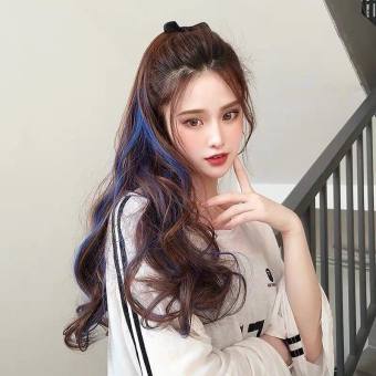 Tóc giả nữ cao cấp buộc xoăn light xanh phong cách Hàn Quốc