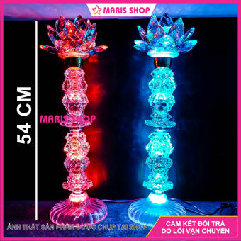 Đèn thờ PHA LÊ NGUYÊN KHỐI CAO 54cm Loại Lớn Cao Cấp LED đổi màu tiết kiệm điện chưng bàn thờ [MRHT67]