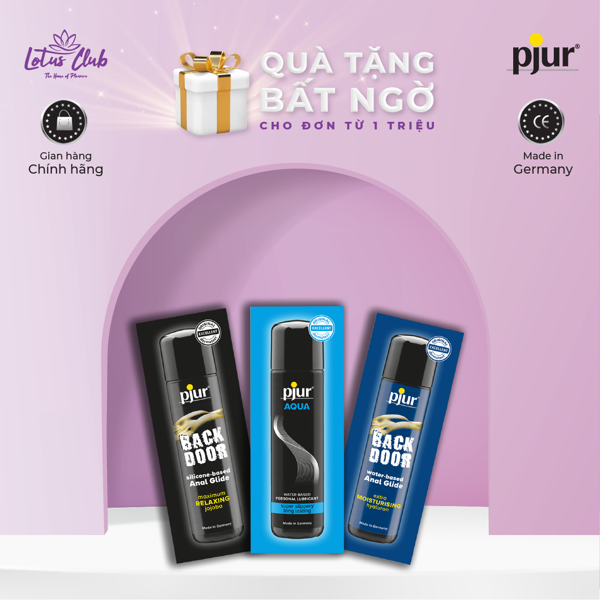 Combo 3 gel bôi trơn pjur AQUA 2ml & pjur BACKDOOR Moisturising Anal Glide 2ml & pjur BACKDOOR Relaxing Anal Glide 1.5ml
