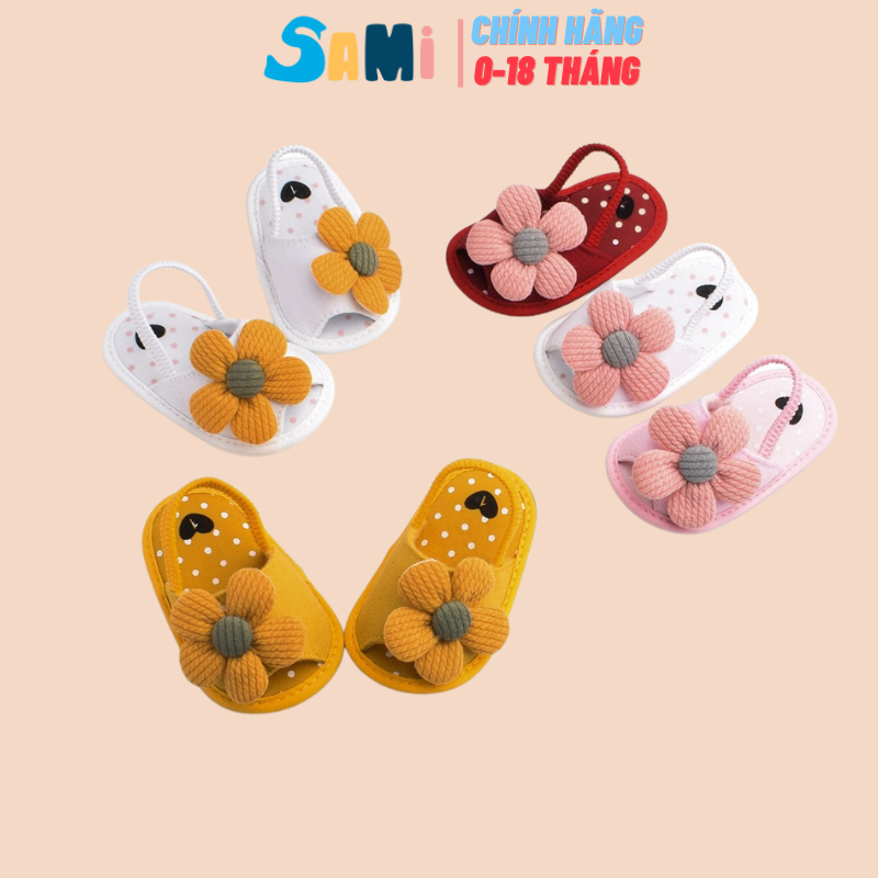 Giày tập đi,giầy tập đi cho bé đính hoa dễ thương cho bé đủ size,đủ màu cho bé từ 0-18 tháng