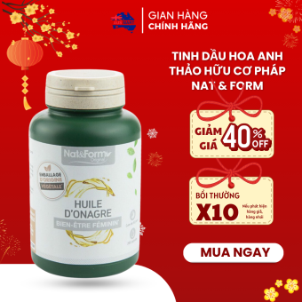 Tinh Dầu Hoa Anh Thảo Hữu Cơ Pháp NAT & FORM, 200 viên tinh dầu hoa anh thảo lưu ly