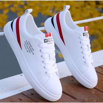 Giày bata nam màu trắng sọc đỏ