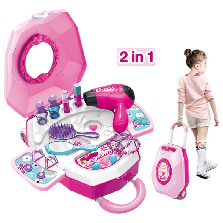 Đồ chơi trang điểm cho bé gái nhiều chi tiết son môi, máy sấy, gương, lược, buộc tóc......