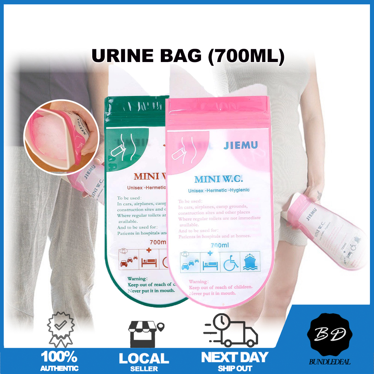20 x Jiemu Urine Bag Mini WC Portable Disposable Unisex Mobile Emergency  Toilet.