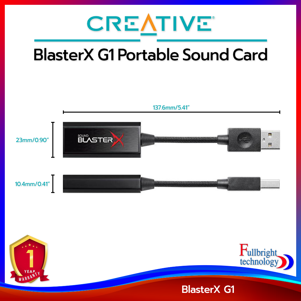 CREATIVE Sound BlasterX G1 Portable sound Card Amplifier ซาวด์การ์ดคุณภาพสูง รับประกันศูนย์ 1 ปี Free AUX Cable (ของพร้อมส่งครับ) ราคา 1,240 บาท*ส่งฟรี