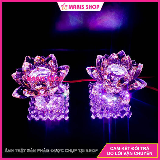 Đèn Hoa Sen Pha Lê Để Bàn Thờ Phật LED Đổi Màu, Đèn Thờ Gia Tiên Pha Lê Cao Cấp, Đèn Thờ Cúng Đẹp