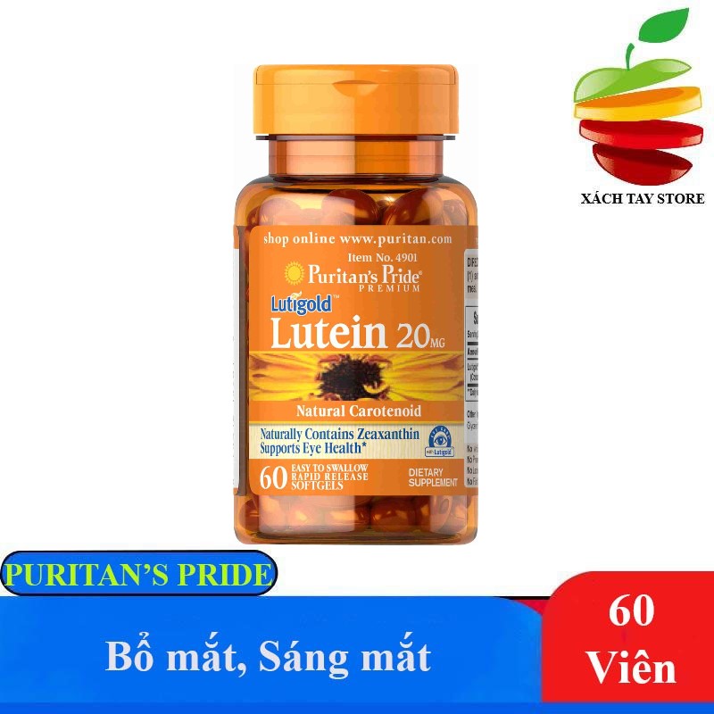 Viên uống bổ mắt, sáng mắt, tăng cường thị lực Puritan's Pride Lutigold Lutein 20mg 60 Viên