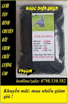 Lưới tàn hình 7 phân 60m bẫy chim cu tiểu, cò, két, rẽ giun, quốc, bịp