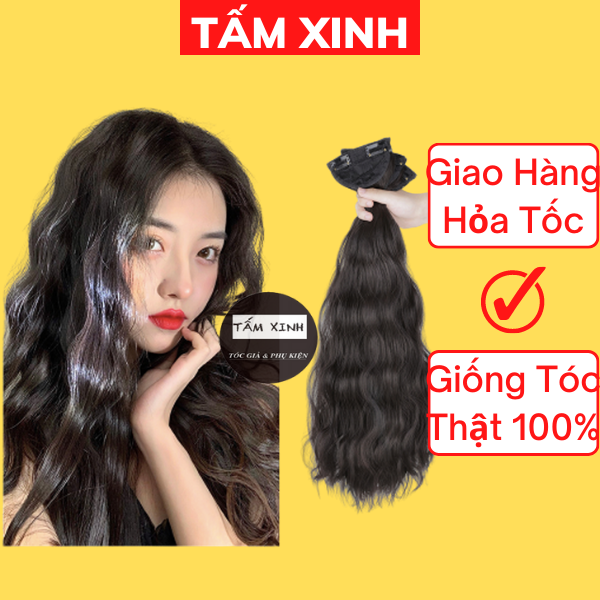 Tóc giả nữ đẹp kiểu sét, tóc nữ giả kẹp 3 dải xù mỳ cao cấp làm dầy, dài tóc giả trẻ trung, sang chảnh - 3DXM50