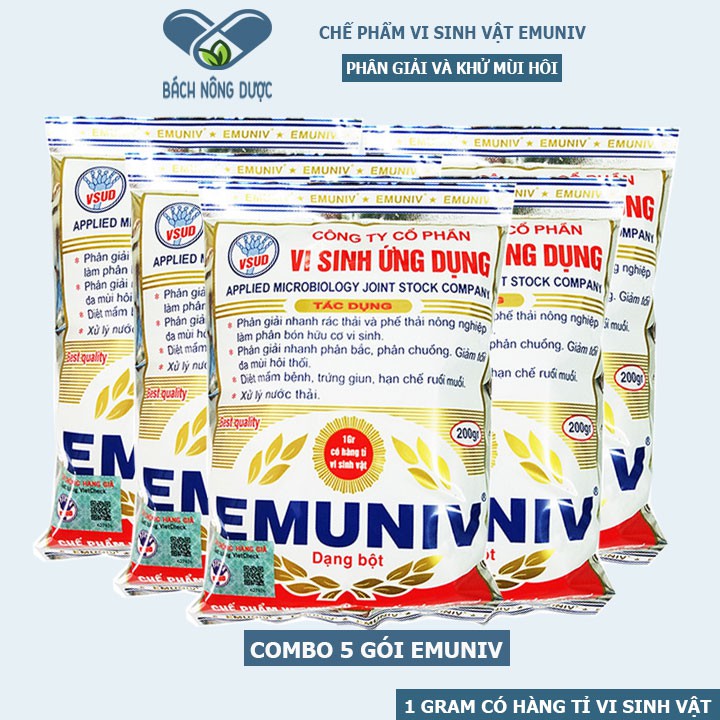 [HCM][SIÊU TIẾT KIỆM] Combo 5 Gói Men Vi Sinh Emuniv Dạng Bột Ủ Phân Bón Rác Thải Hữu Cơ Đậu Nành và Phân Cá