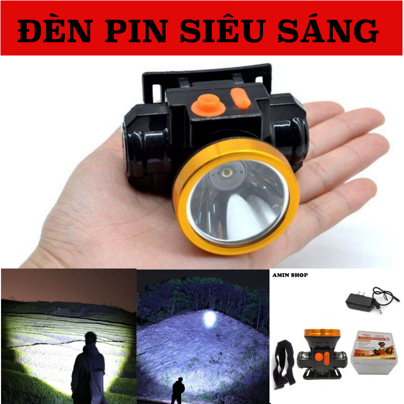 [HCM]Đèn pin sạc điện đội đầu 1 bóng nhỏ gọn siêu sáng Đèn LED