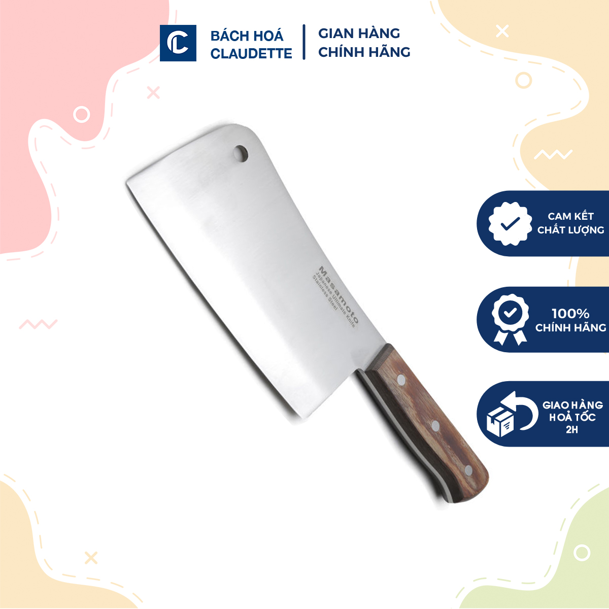 Dao chặt lớn Masamoto MK-804 cao cấp, sắc bén, bền đẹp dùng để chặt thái cắt thịt gà, thịt heo, thịt bò - Bách hoá Claudette