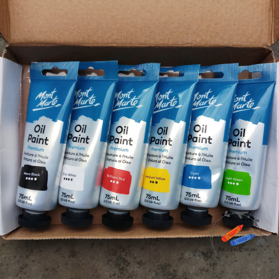 Combo 6 màu sơn dầu/ oil paint cơ bản mont marte tuýp 75ml