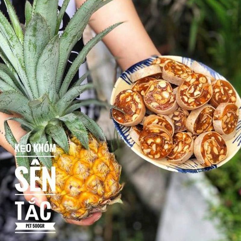 1 Kg Kẹo khóm sên tắc cuộn đậu phộng thơm ngon - đồ ăn vặt