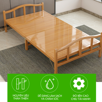 Giường ngủ đơn bằng gỗ tre tự nhiên gấp gọn ép nhiệt siêu chắc chắn, chõng tre gấp gọn thoáng mát đẹp kích thước 80x190cm