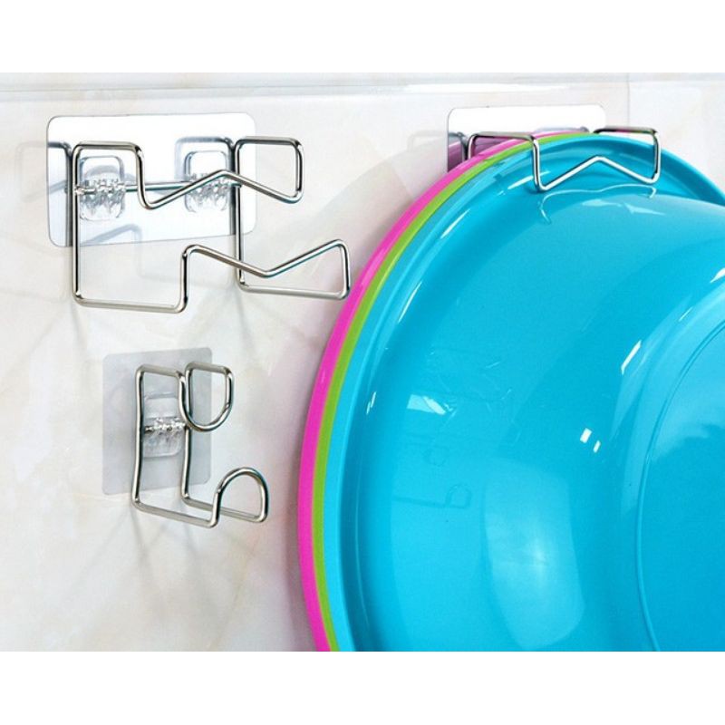 Móc gác chậu inox dán tường