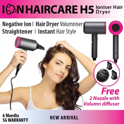 [SG Seller]Hair Dryer ION HAIRCARE H3/H5/H6/H7, Negative Ioniser, 4-in-1 Hair Comb/Straightener/Curler and Dryer/Local Warranty (3)