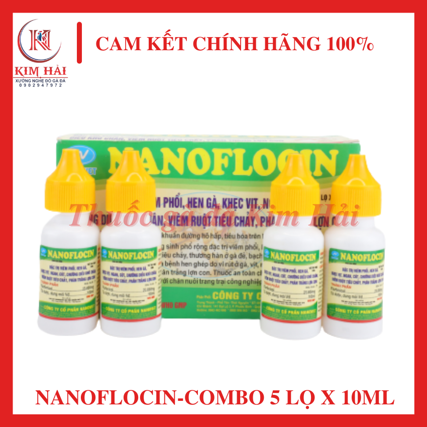 Nanoflocin [combo 5 lọ x 10ml]-nhỏ trực tiếp-t.r.ị khò khè,s/ư/n/g p/h/ù đầu p/h/â/n xanh p/h/â/n trắng,tụ huyết trùng cho gà tơ, gà đ/á h/i/ệ/u q/u/ả sau 1 lần nhỏ,t/h/u/ố/c thú y.