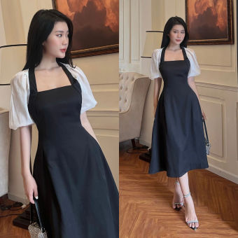 Đầm Xòe Tay Phồng Phối Voan Tằm Ánh Siêu Đẹp HNK359