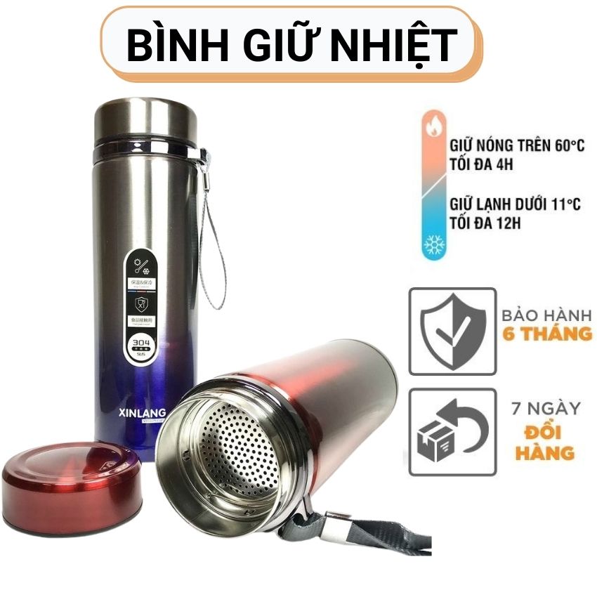 Bình Nước Giữ Nhiệt Inox304 Dung Tích 1000ml Thiết Kế 3 Màu Bình Giữ Nhiệt Lạnh 2 Lớp Giữ Nóng Lạnh Nhiều Giờ Cao Cấp - Ly Giữ Nhiệt Có Nắp Lọc Trà Lõi Thép Chống Gỉ Chính Hãng, Bình Giữ Nhiệt XinLang