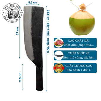 Dao Chặt Dừa, Chặt Mía. Cỡ To loại đặc biệt. Rèn từ nhíp oto loại xịn. Vô cùng sắc bén. HL11