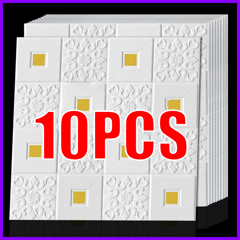 10 Pcs Big Size 70x70cm 3d Ceiling Foam Wallpaper Wall Sticker Self Adhesive Waterproof Wall 9244