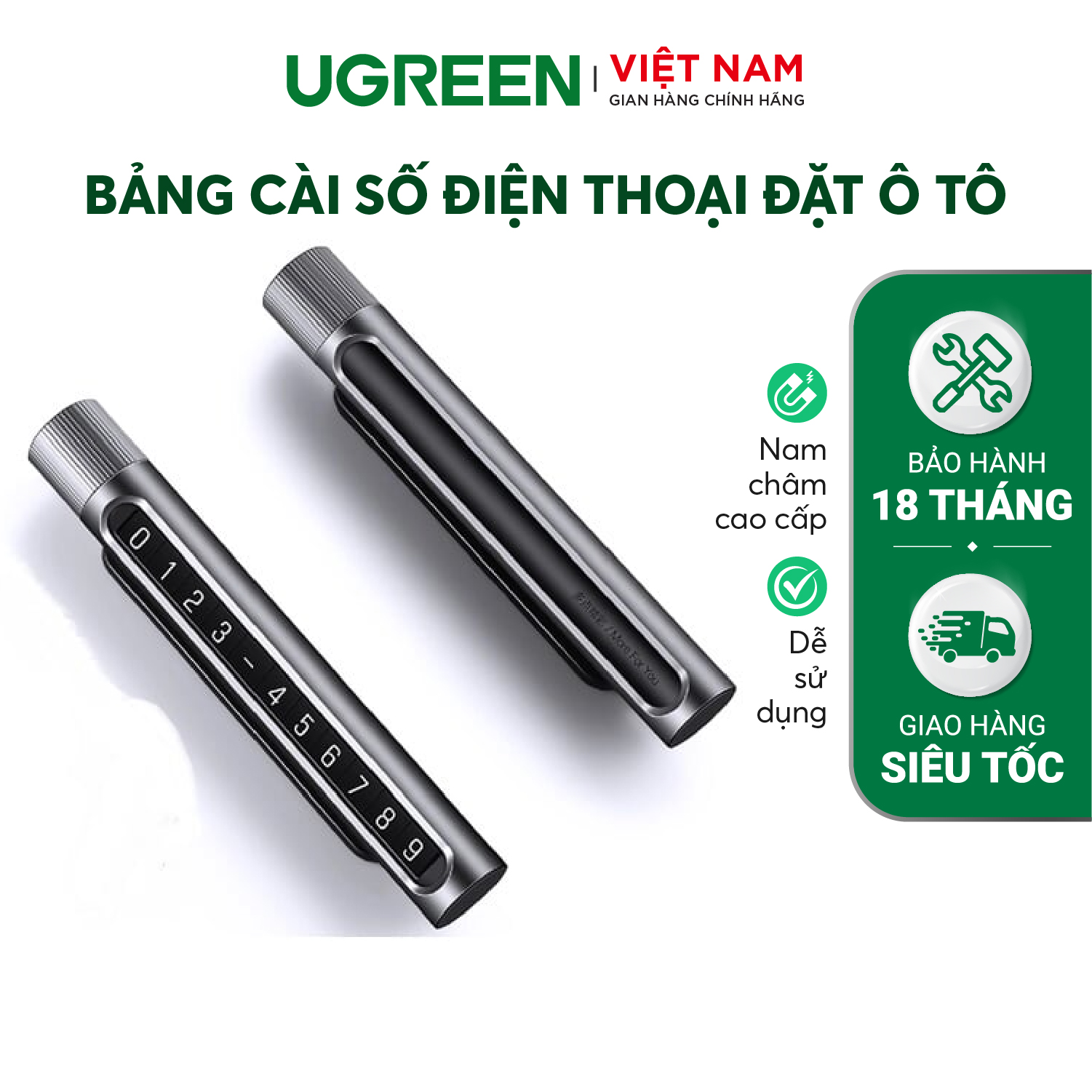 Bảng cài số điện thoại đặt trên xe hơi khi đỗ xe Ugreen LP151| Mặt số phủ nam châm | Độ bền cao | Bảo Hành 18 Tháng 1 Đổi 1 | 50722 60326.