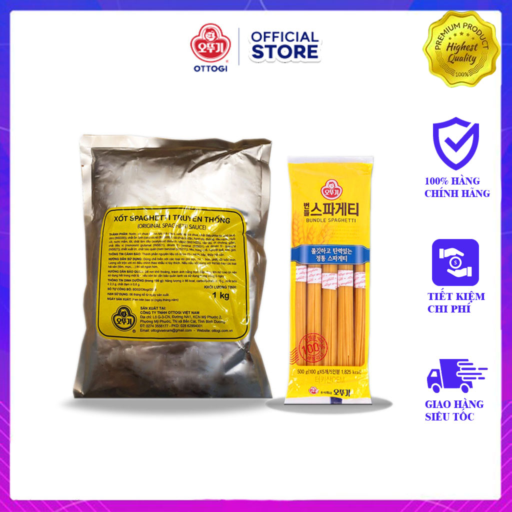 Combo mì ý spaghetti 500g và sốt spaghetti truyền thống 1kg