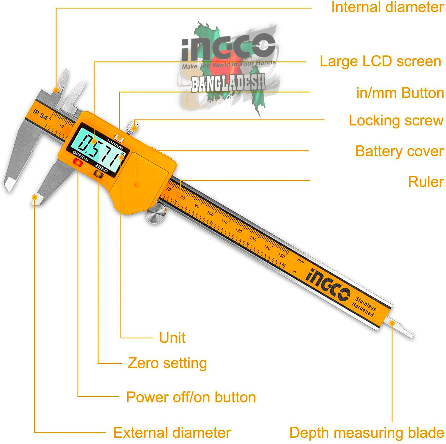 Digital Vernier Caliper 8" Ingco hdcd28200 2 Digital Vernier Caliper 8" Ingco hdcd28200