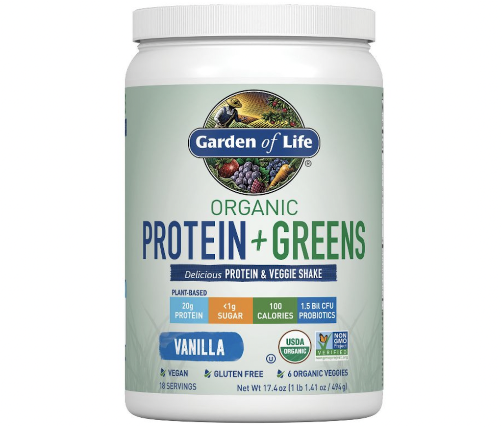 HŨ BỘT ĐẠM - RAU XANH HỮU CƠ Garden of Life Organic Vegan Protein + Greens Shake Mix, VỊ VANILLA, 494g (17.4oz)