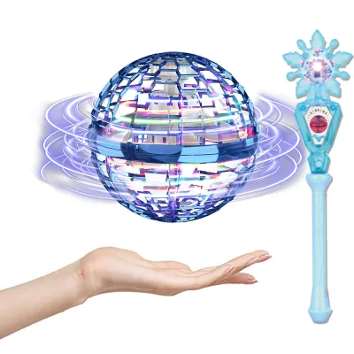 Mini 360 Rotating Smart Auto Sensing Hovering UFO Flying Toy Drones for Kids Hand Gesture Control Four-Axis Induction Levitation Aircraft LED Light Flying Ball Toys (2)
