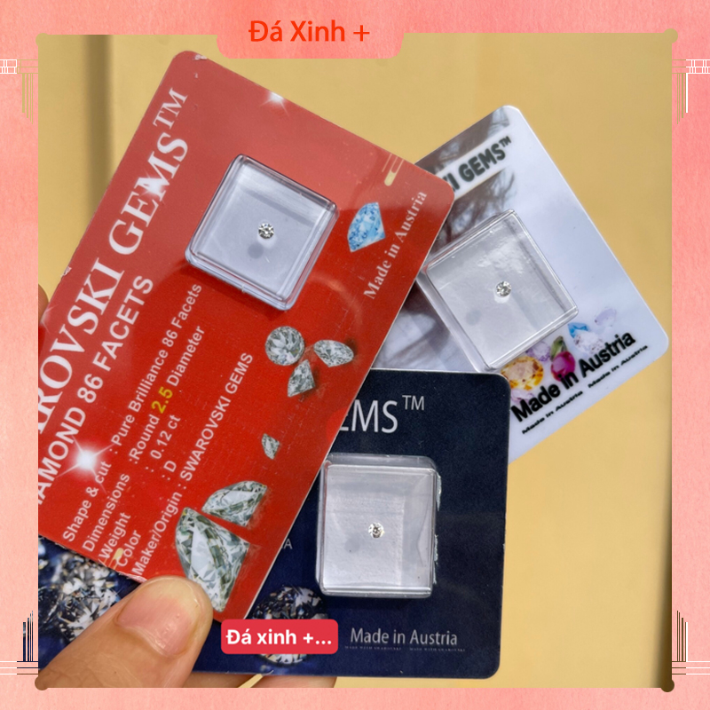 Đá đính răng kim cương nhân tạo Úc vỉ 1 viên ( size 2.5# Bằng )