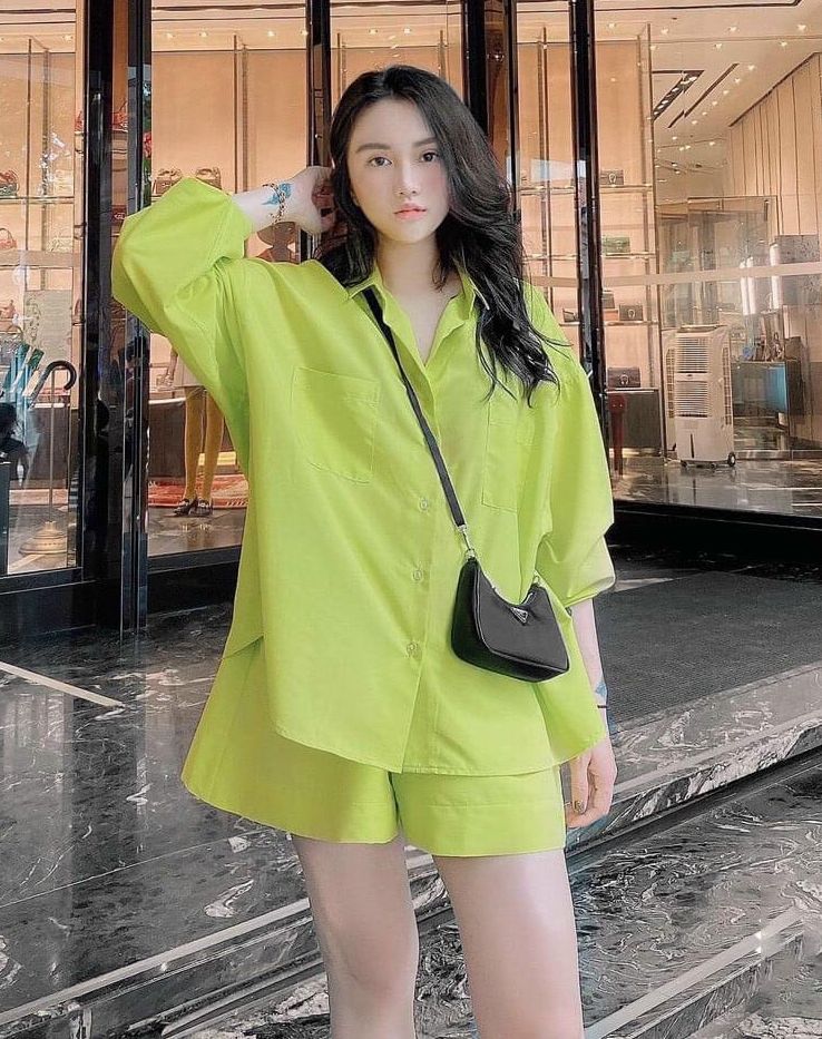Set bộ đũi nữ sang chảnh sơ mi tay dài quần short trơn phom rộng cực đẹp
