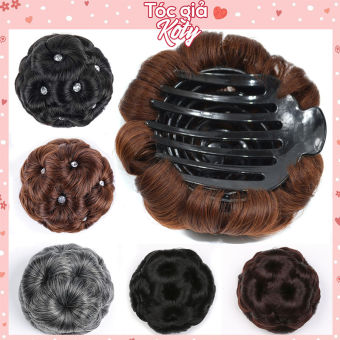 Tóc giả búi hoa muối tiêu Koty, tóc búi giả kẹp ngoặm trung niên cho nữ