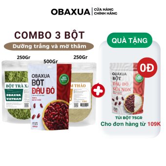 Bột Trà Xanh, Bột Đậu Đỏ, Bột Cam Thảo (Combo Làm Đẹp Da OBAXUA )-Giải Pháp Dưỡng Trắng và Mờ Thâm Từ Thiên Nhiên