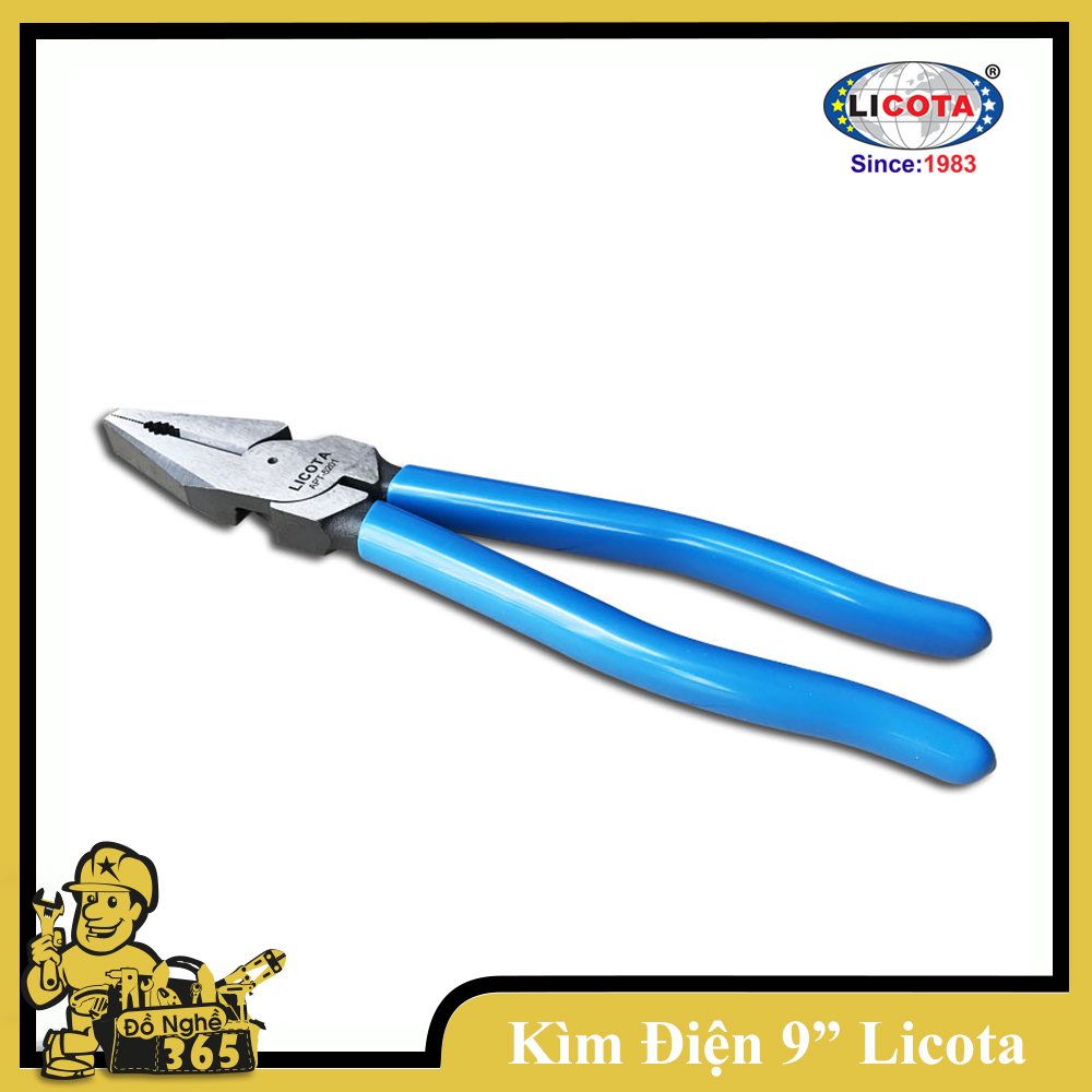 Kìm điện đầu bằng 9" cao cấp LICOTA, kìm đầu bằng chuyên dùng ngành điện thân dài 225mm tiện dụng và an toàn