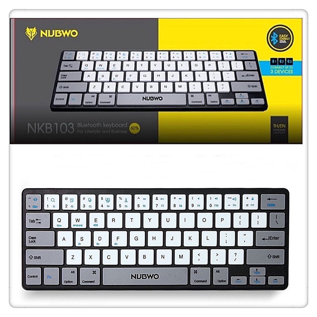 รูปภาพเพิ่มเติมเกี่ยวกับ Nubwo NKB-103 Keyboard Blth 60% Layout TH/EN  (คีย์บอร์ดแบบบลูทูธ)