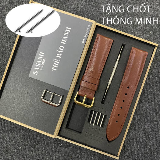 BK. Dây đồng hồ DA BÒ MỀM CAO CẤP Khóa KimSẢN PHẨM GỒM : 1 DÂY + 1 KHÓA TẶNG 1 HỘP 2 CHỐT THÔNG MINH2 CHỐT THƯỜNG và 1 CÂY THAY DÂY