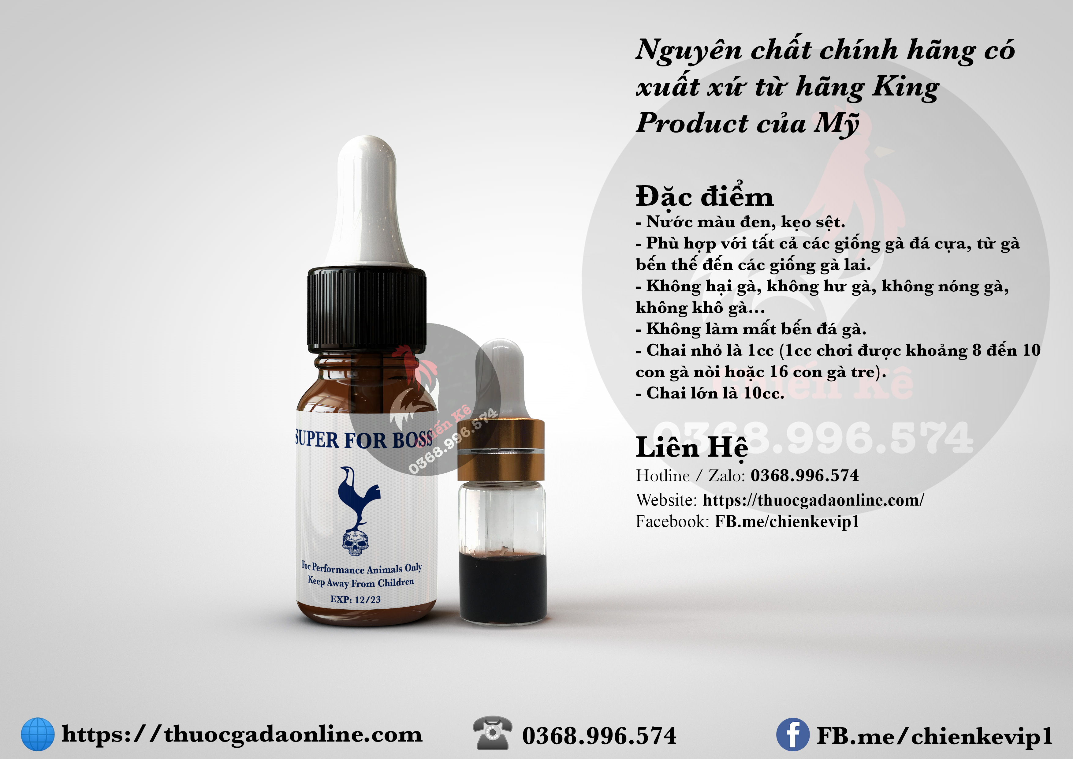 Thuốc nhỏ gà đá - Super ForBoss - Công dụng TĂNG BO LỚN, CHỐNG ÓI, TẢI CỰA, CỰC KỲ LỲ ĐÒN - Chiết Lẻ 1cc