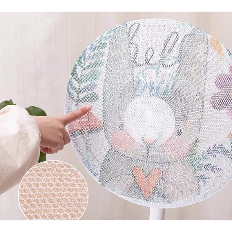 Lưới Bọc Quạt An Toàn Cho Bé - Họa Tiết Hoạt Hình Loại To Trùm Kín Quạt Chống Kẹp Tay