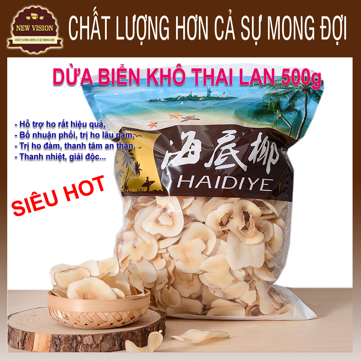 Dừa biển khô thái lan siêu ngon hàng nhập 500g.new vision
