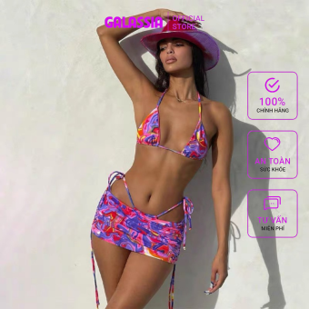 Bikini đi biển 3 mảnh cổ yếm gợi cảm đồ bơi tắm nữ