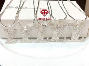 Mặt dây chuyền LV bạc ta cho nam đủ size Minh Tâm Jewelry