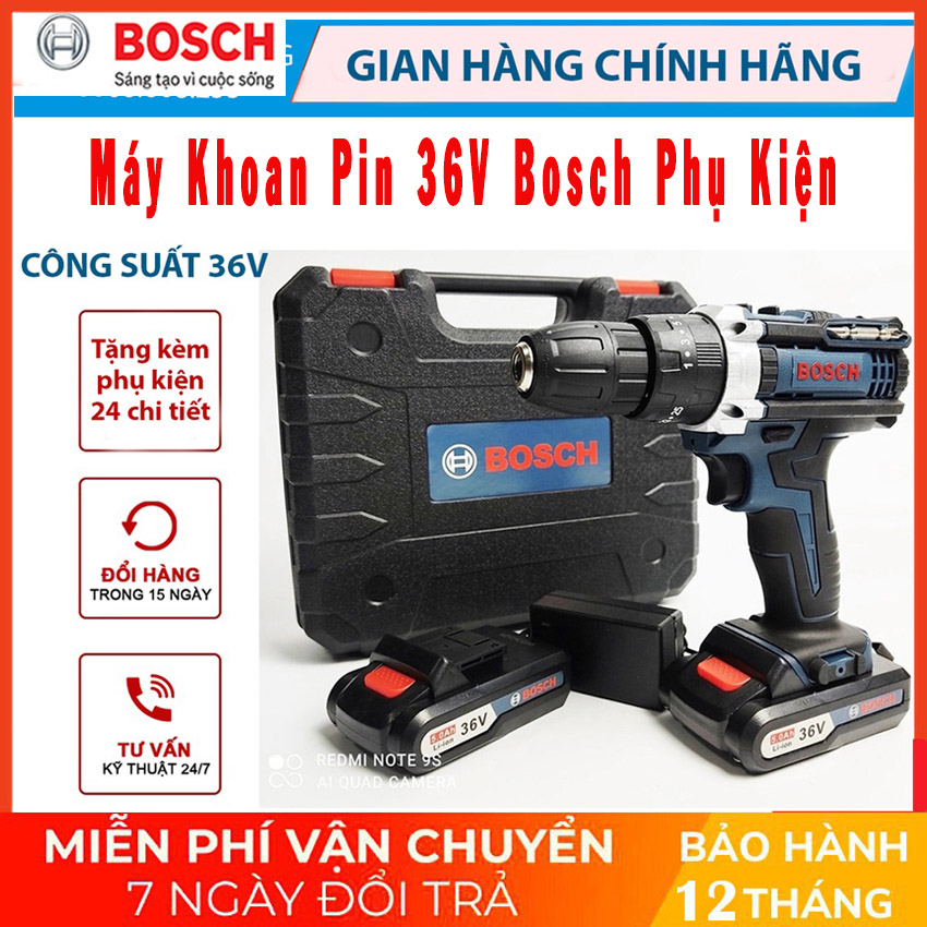 Máy khoan pin bossch 36v + 24 chi tiết lõi đồng có búa - máy khoan điện - máy khoan bê tông gỗ kim loại bắt vít chuyên dụng - máy khoan pin 36v bosh 3 chức năng có búa - chuyên khoan tường, khoan sắt, khoan gỗ, bắt vít